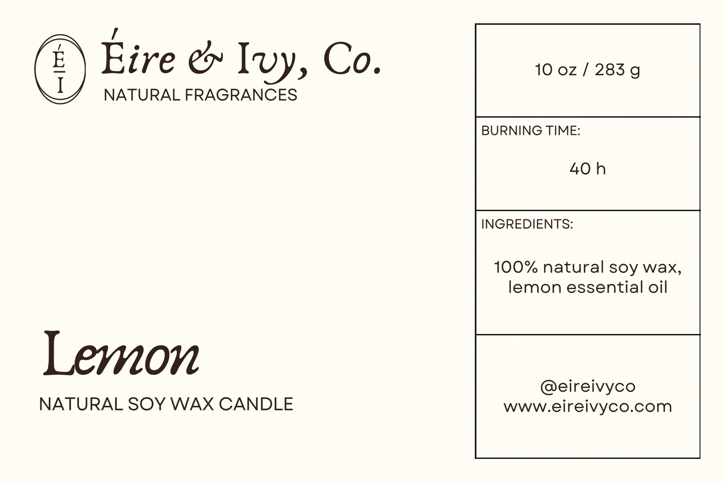 Lemon | 10 oz. Natural Soy Wax Candle