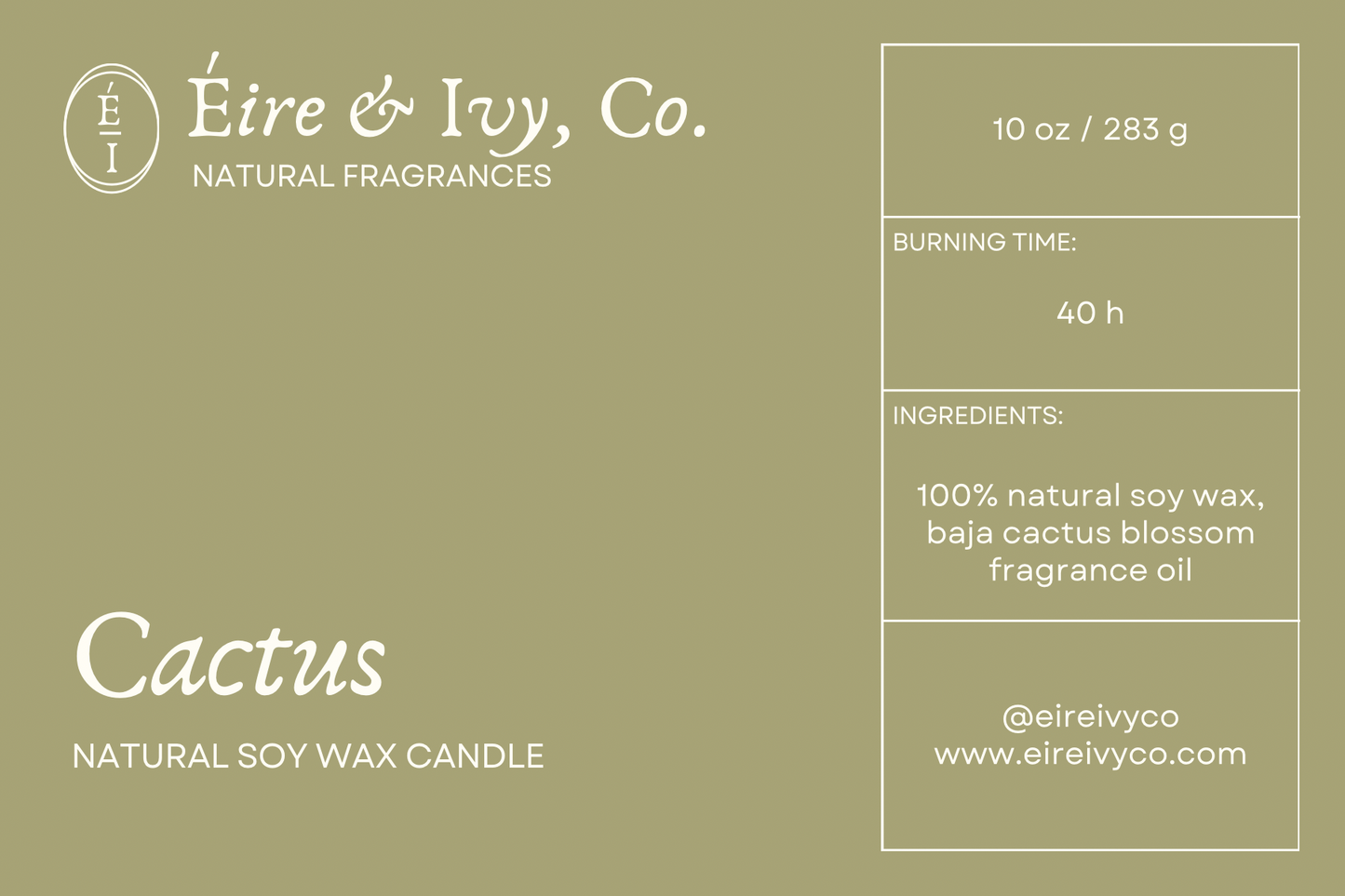 Cactus | 10 oz. Natural Soy Wax Candle