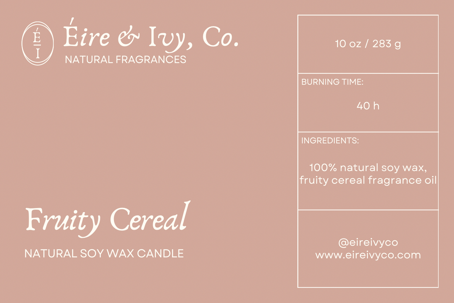 Fruity Cereal | 10 oz. Natural Soy Wax Candle