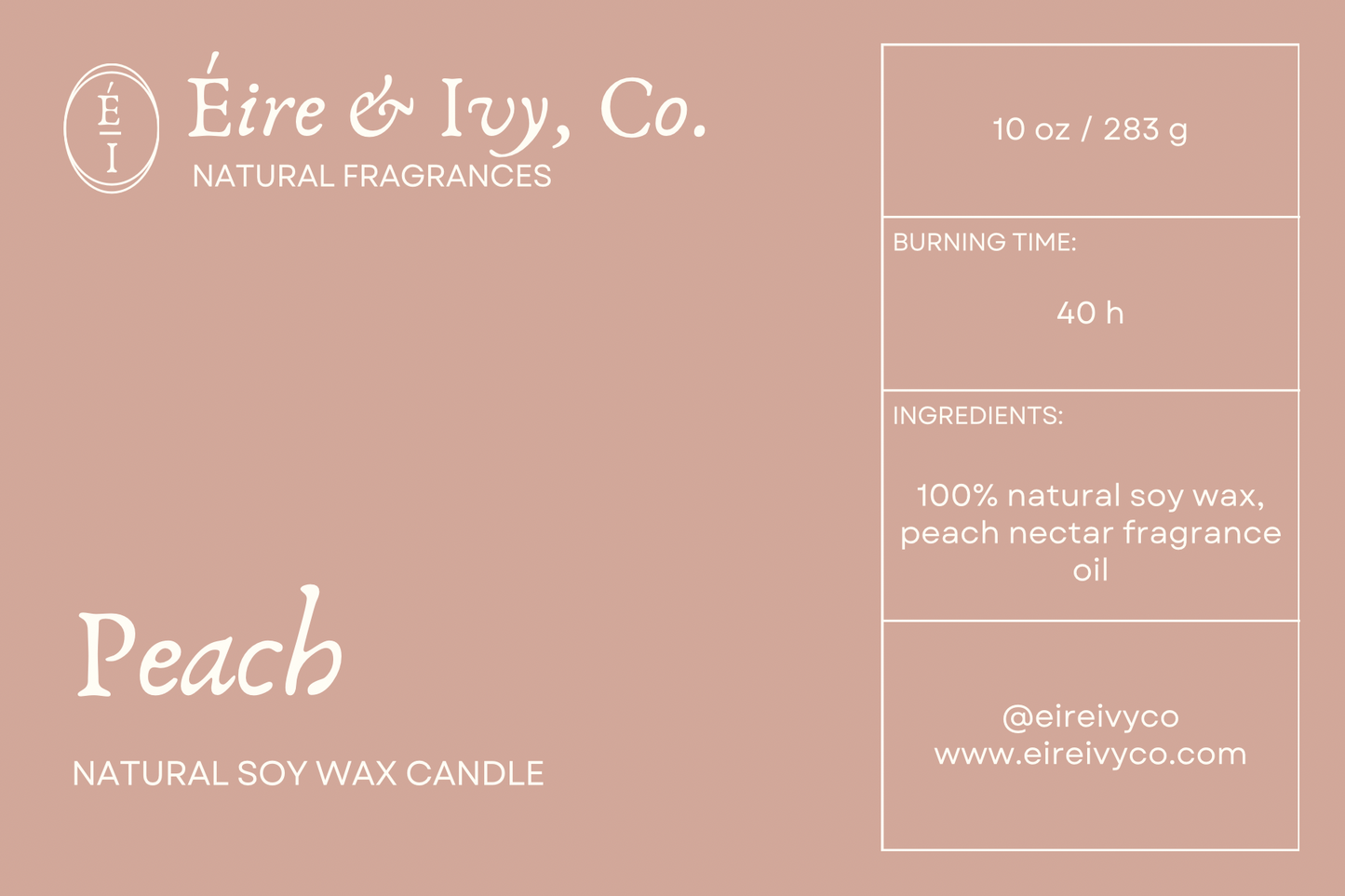 Peach | 10 oz. Natural Soy Wax Candle