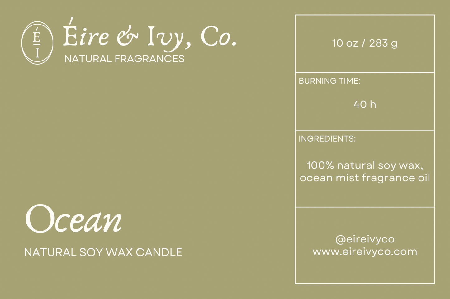 Ocean | 10 oz. Natural Soy Wax Candle