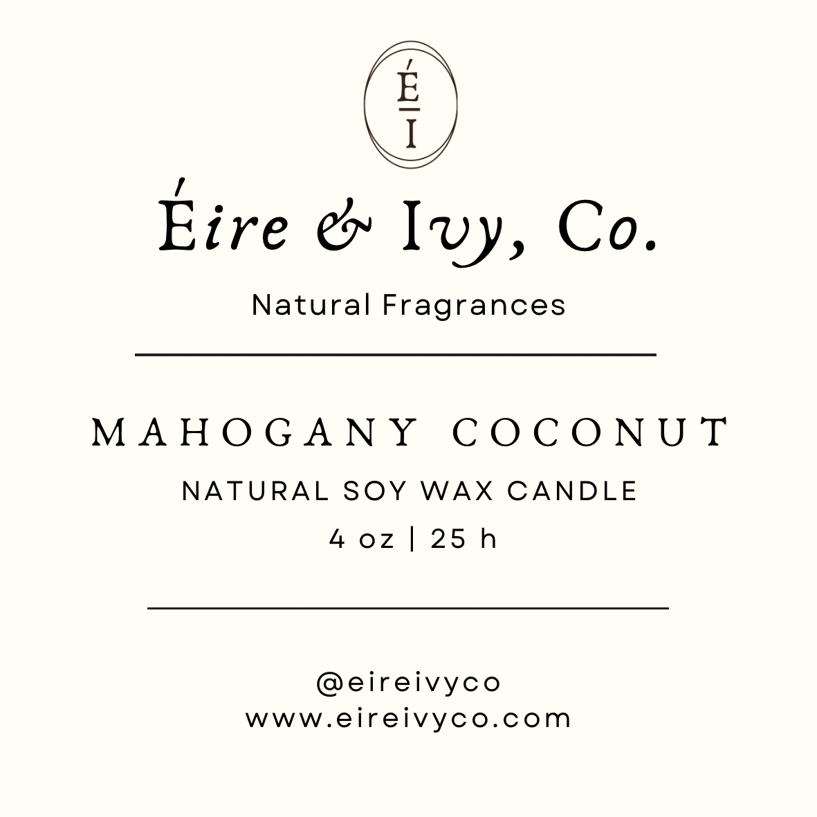 Mahogany Coconut | 4 oz. Natural Soy Wax Candle