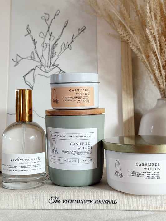 Cashmere Woods | Soy Candles & Body, Room, and Linen Spray